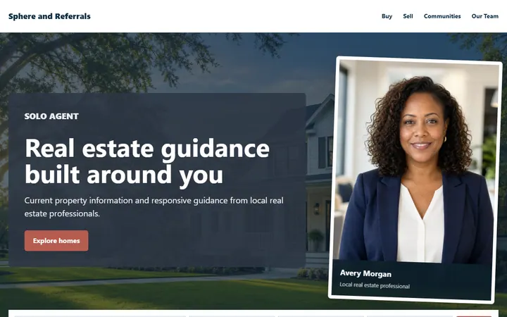 Sphere and Referrals real estate website design preview