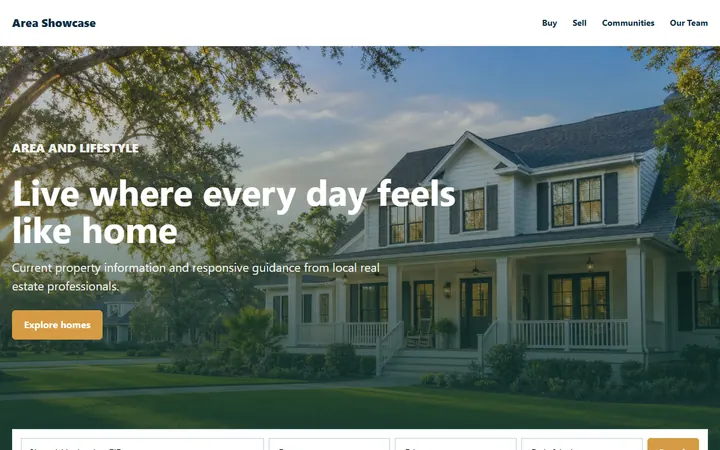 Area Showcase real estate website design preview