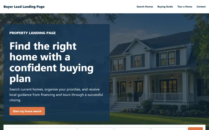 Buyer Lead Landing Page real estate website design preview