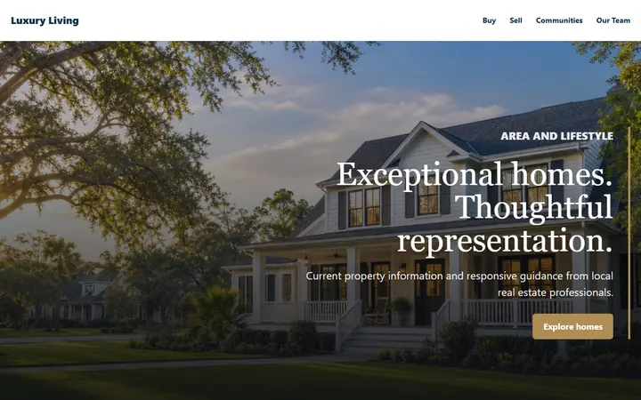 Luxury Living real estate website design preview