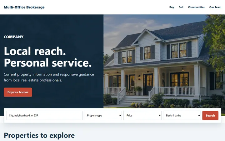 Multi-Office Brokerage real estate website design preview