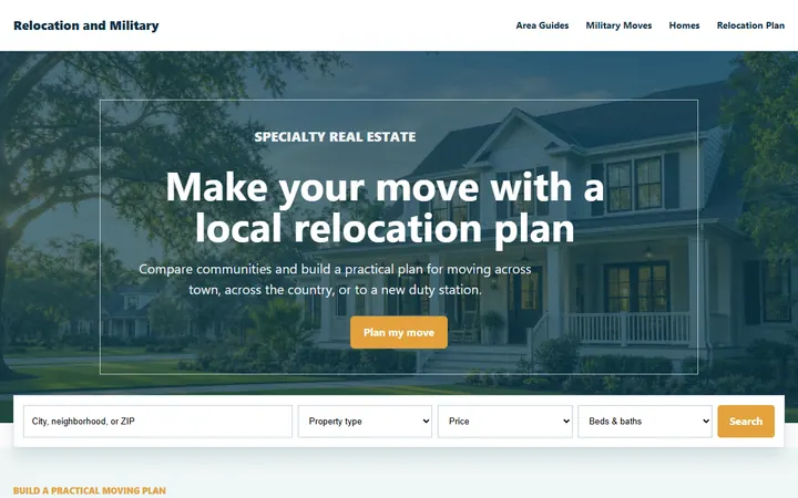 Relocation and Military real estate website design preview