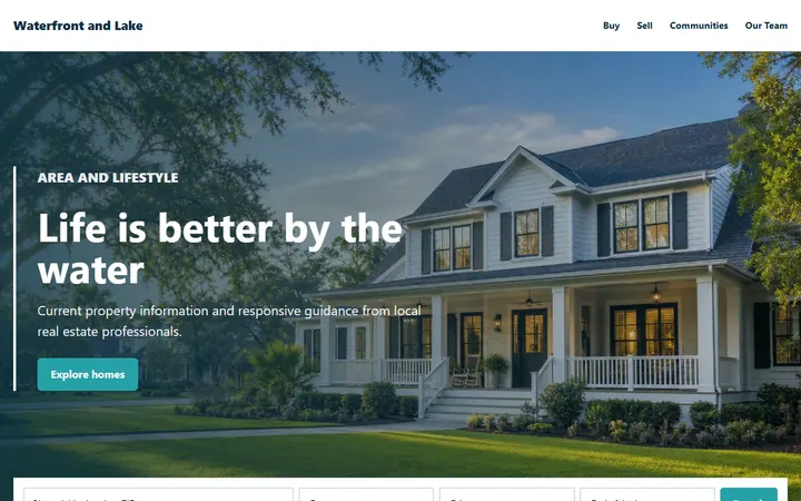 Waterfront and Lake real estate website design preview